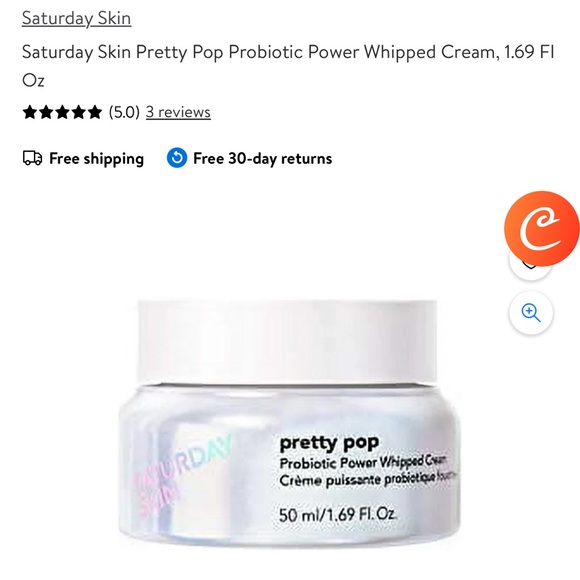 SATURDAY SKIN Pretty Pop Probiotic Power Whipped Cream, 1.69 oz Full Sz MSRP $57 - Picture 3 of 9